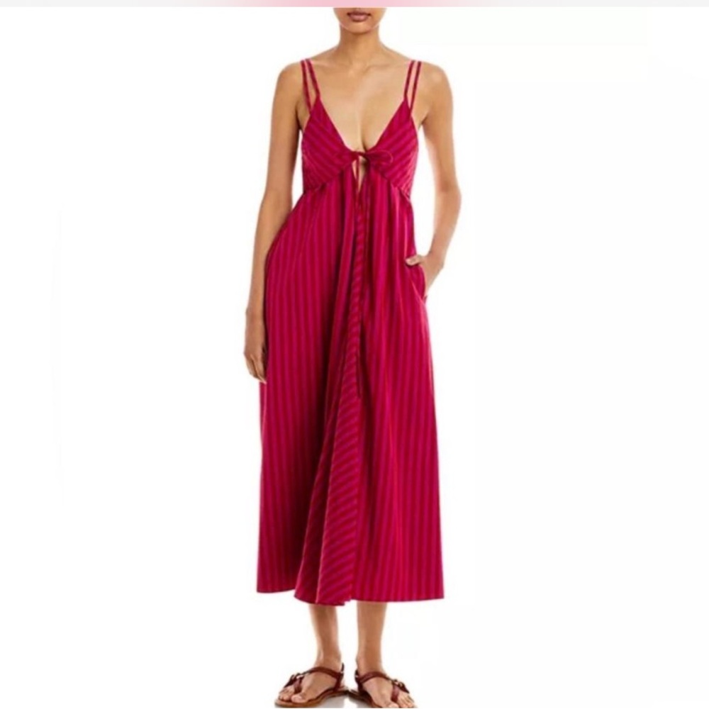 REBECCA TAYLOR NWT Pink Red Striped Maxi Dress Size 2